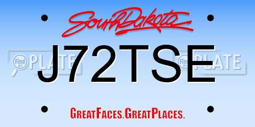 J72TSE South Dakota License Plate