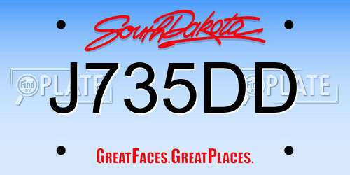 J735DD South Dakota License Plate