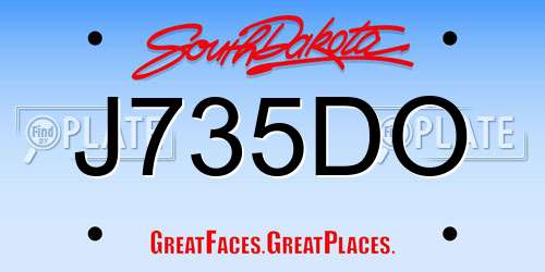 J735DO South Dakota License Plate