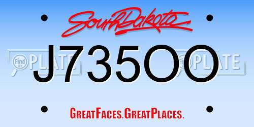 J735OO South Dakota License Plate