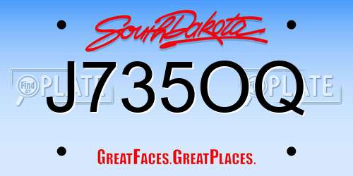 J735OQ South Dakota License Plate
