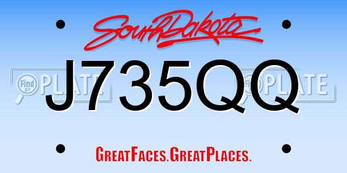J735QQ South Dakota License Plate