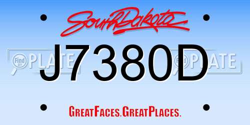 J7380D South Dakota License Plate