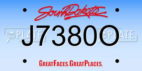 J7380O South Dakota License Plate