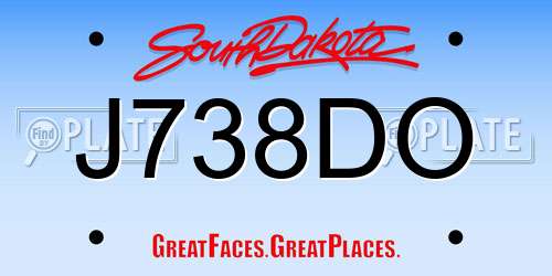 J738DO South Dakota License Plate