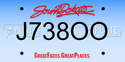 J738OO South Dakota License Plate