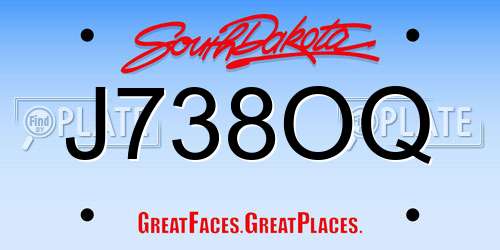 J738OQ South Dakota License Plate