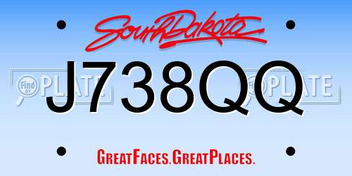 J738QQ South Dakota License Plate