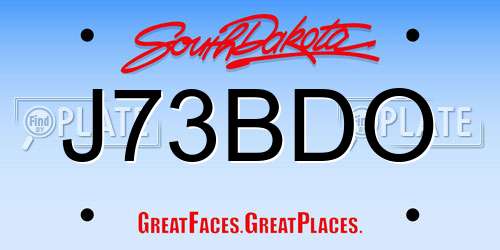 J73BDO South Dakota License Plate