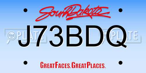 J73BDQ South Dakota License Plate
