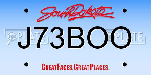 J73BOO South Dakota License Plate