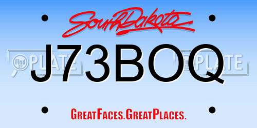 J73BOQ South Dakota License Plate