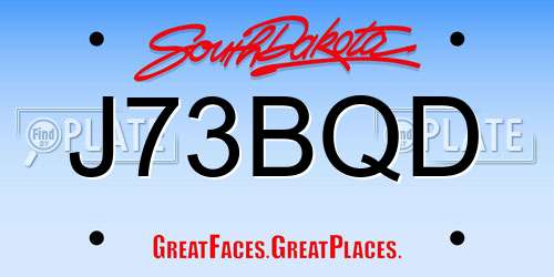 J73BQD South Dakota License Plate