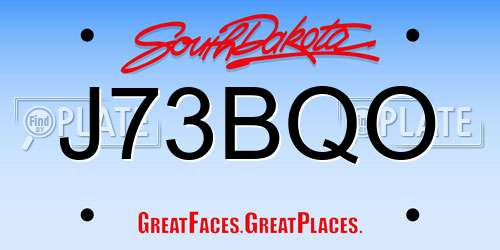 J73BQO South Dakota License Plate
