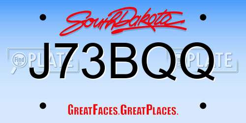 J73BQQ South Dakota License Plate