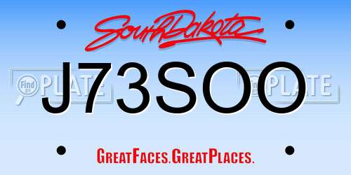 J73SOO South Dakota License Plate