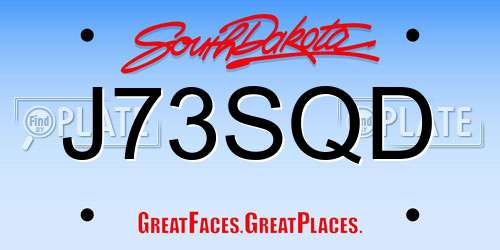 J73SQD South Dakota License Plate