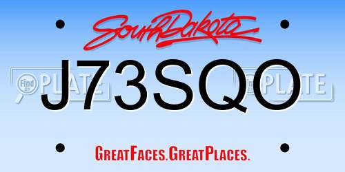 J73SQO South Dakota License Plate