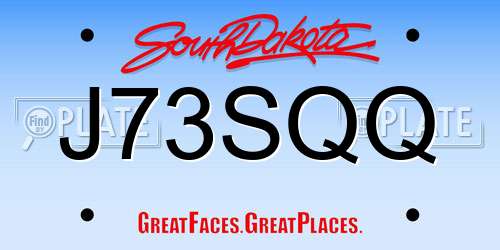 J73SQQ South Dakota License Plate