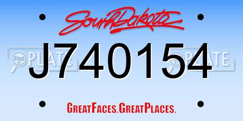 J740154 South Dakota License Plate