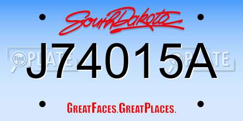 J74015A South Dakota License Plate