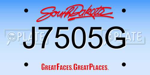J7505G South Dakota License Plate