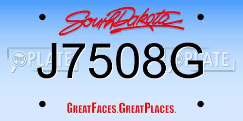 J7508G South Dakota License Plate