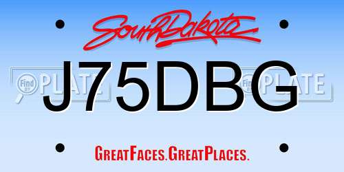 J75DBG South Dakota License Plate