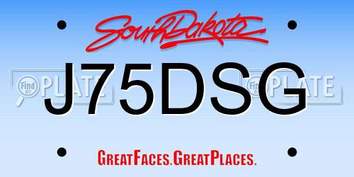 J75DSG South Dakota License Plate