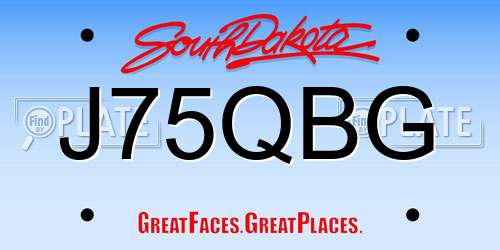 J75QBG South Dakota License Plate
