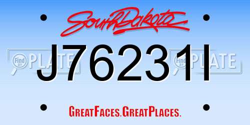 J76231I South Dakota License Plate