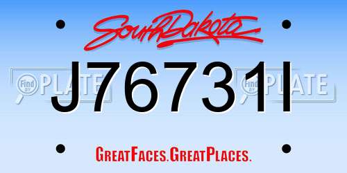 J76731I South Dakota License Plate