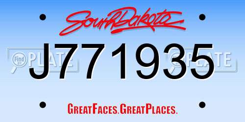J771935 South Dakota License Plate