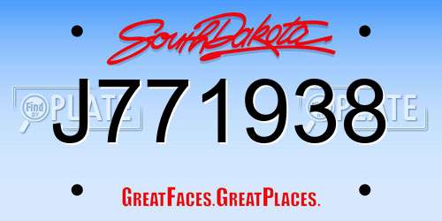 J771938 South Dakota License Plate