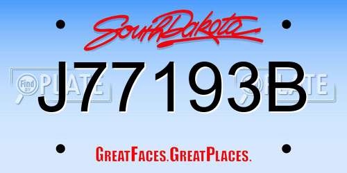 J77193B South Dakota License Plate