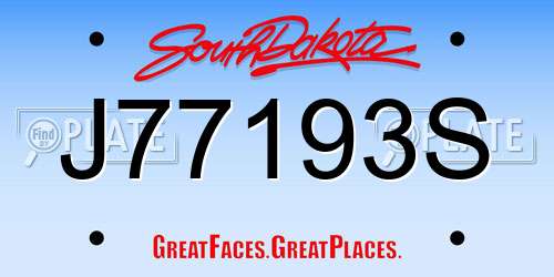 J77193S South Dakota License Plate