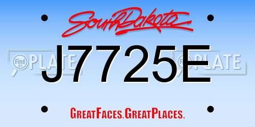 J7725E South Dakota License Plate