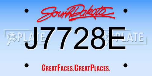 J7728E South Dakota License Plate