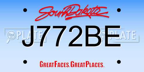J772BE South Dakota License Plate