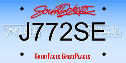 J772SE South Dakota License Plate