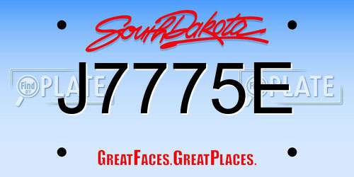 J7775E South Dakota License Plate