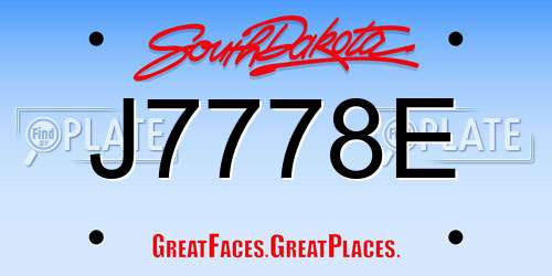 J7778E South Dakota License Plate