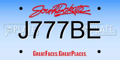 J777BE South Dakota License Plate