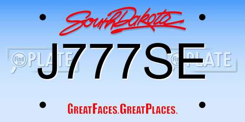 J777SE South Dakota License Plate