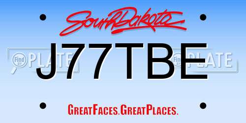 J77TBE South Dakota License Plate