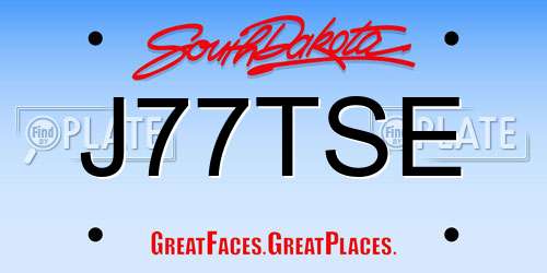 J77TSE South Dakota License Plate