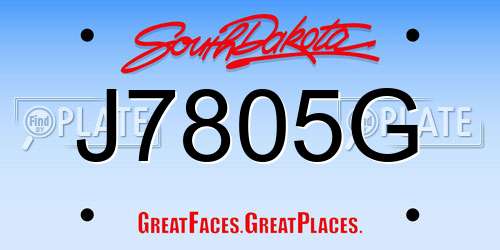 J7805G South Dakota License Plate