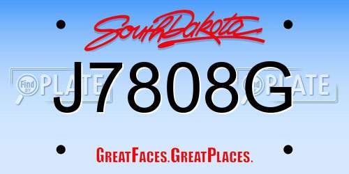 J7808G South Dakota License Plate