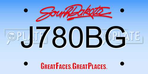 J780BG South Dakota License Plate