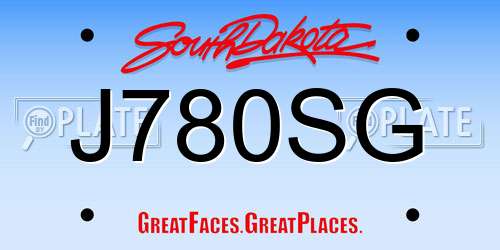 J780SG South Dakota License Plate